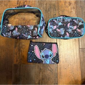 NWOT Loungefly set of 3 Disney Stitch cosmetic bags